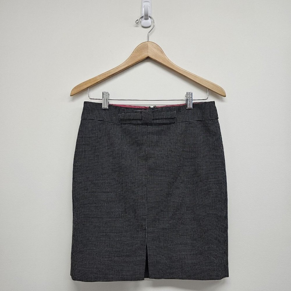 Banana Republic Polka Dot Black White Bow Pencil Zip Skirt Womens Size 6 Petite